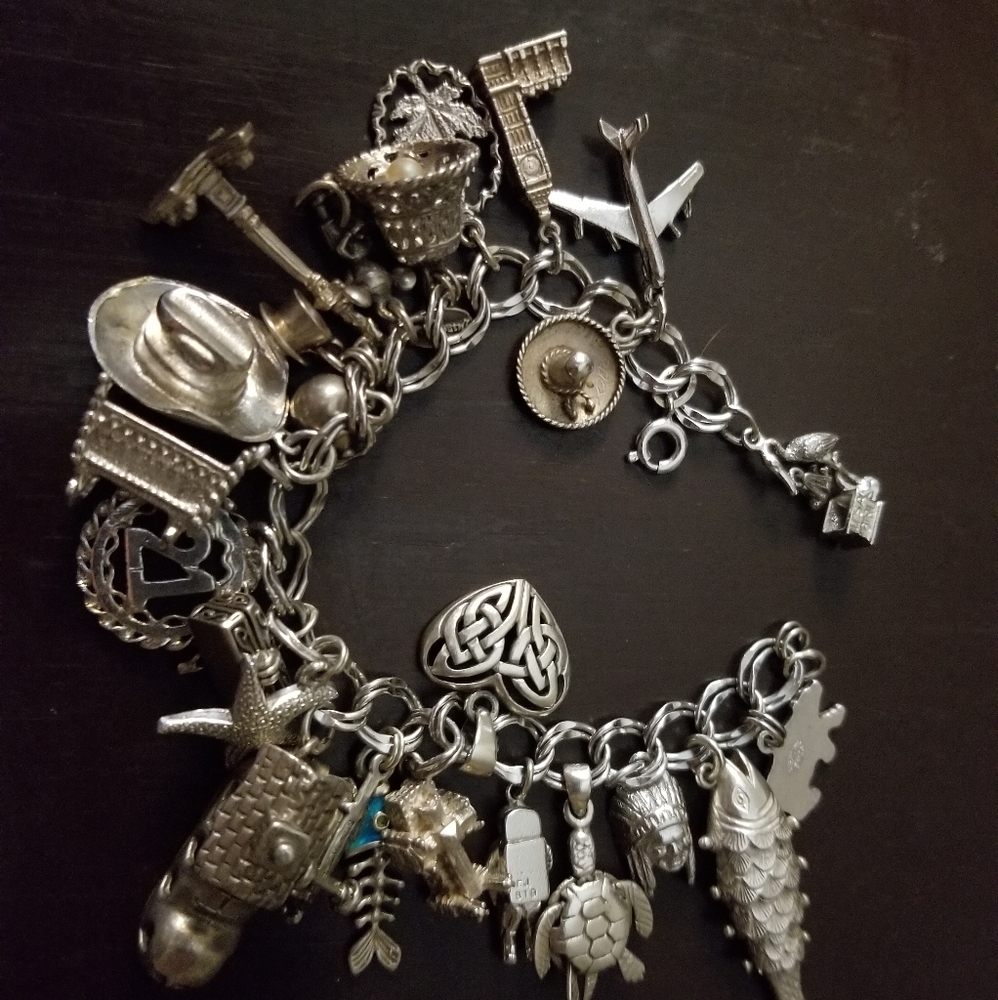 Vintage silver charm bracelet